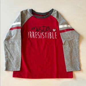 Willow & Wyatt - “Mister Irresistible” Raglan Shirt - Red and Gray - 4T